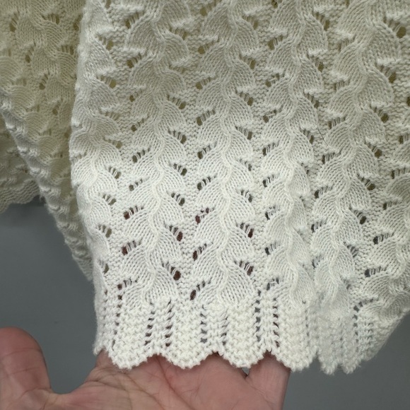 Y2K VTG XL CARLY BLAKE Cream Crochet Grandma Cottagecore USA made boho CARDIGAN - Picture 11 of 12